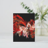 Rood en wit abstract design op zwart briefkaart (Staand voorkant)