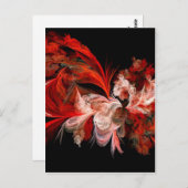 Rood en wit abstract design op zwart briefkaart (Voorkant / Achterkant)