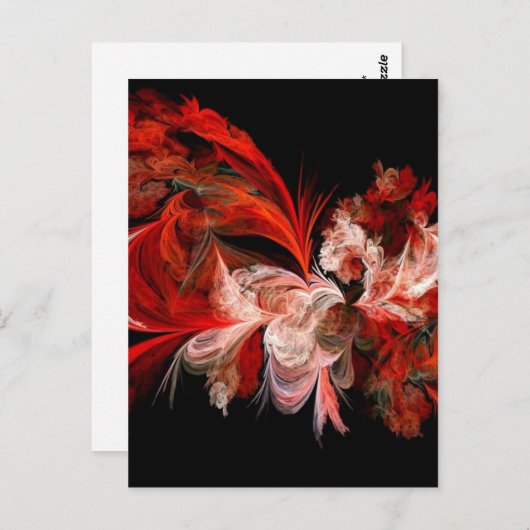 Rood en wit abstract design op zwart briefkaart (Voorkant / Achterkant)