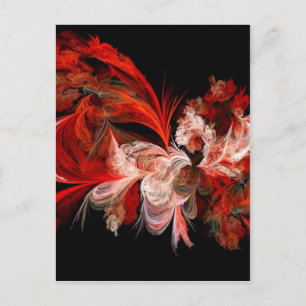 Rood en wit abstract design op zwart briefkaart