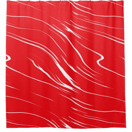 Rood en Wit abstract Douchegordijn (Voorkant)