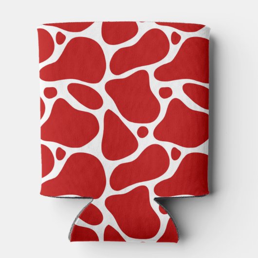 Rood en wit abstract giraferpatroon koelbox blikjeskoeler (Achterkant)