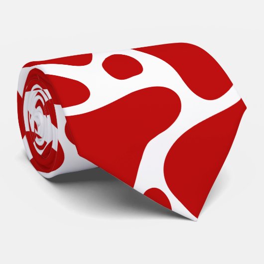 Rood en wit abstract giraferpatroon stropdas (Opgerold)