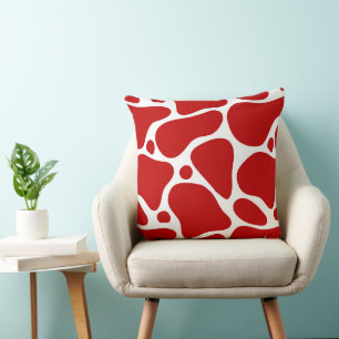 Rood en wit abstract girafpatroon kussen