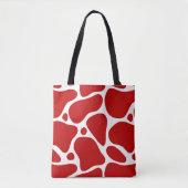 Rood en wit abstract girafpatroon tote bag (Voorkant)