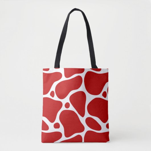 Rood en wit abstract girafpatroon tote bag (Voorkant)