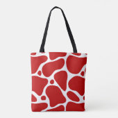 Rood en wit abstract girafpatroon tote bag (Achterkant)