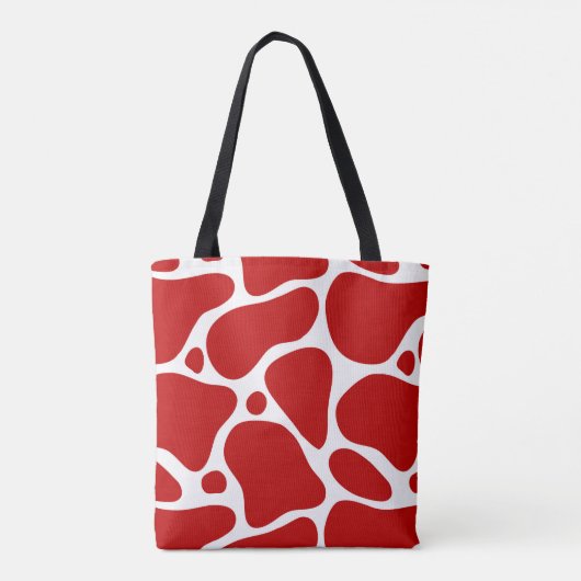Rood en wit abstract girafpatroon tote bag (Achterkant)