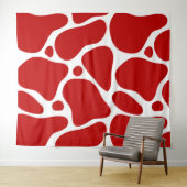 Rood en wit abstract girafpatroon wandkleed (In Situ (horizontaal))