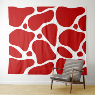 Rood en wit abstract girafpatroon wandkleed