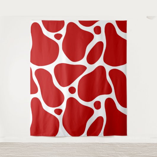 Rood en wit abstract girafpatroon wandkleed (Voorkant)