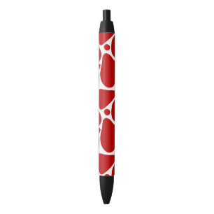 Rood en wit abstract girafpatroon zwarte inkt pen