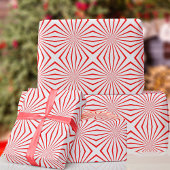 Rood en Wit Abstract Kerstmis Verpakkend Document Cadeaupapier