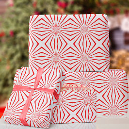 Rood en Wit Abstract Kerstmis Verpakkend Document Cadeaupapier