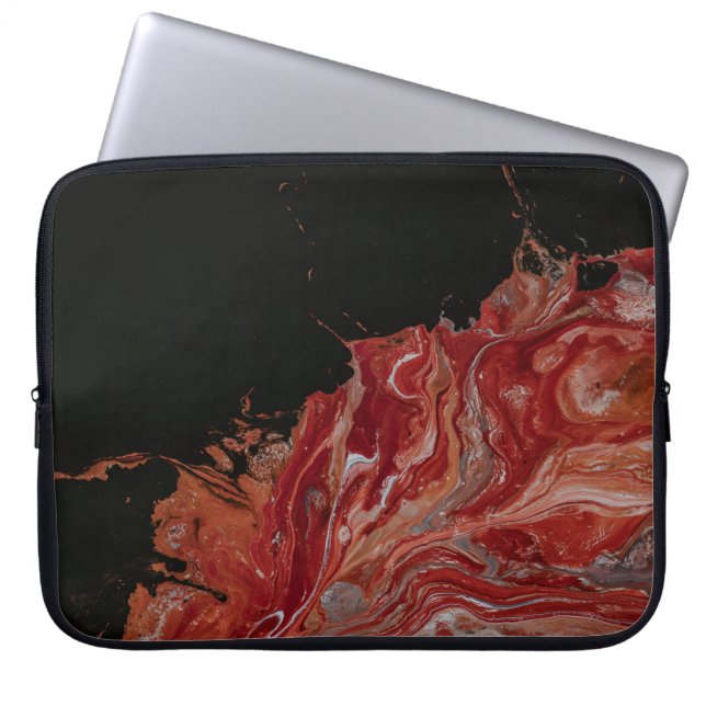 Rood en wit abstract schilderij laptop sleeve (Voorkant)