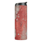 Rood en wit abstract schilderij thermosbeker (Gedraaid links)