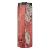 Rood en wit abstract schilderij thermosbeker (Achterkant)