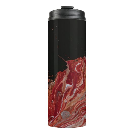 Rood en wit abstract schilderij thermosbeker (Voorkant)