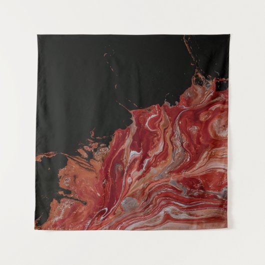 Rood en wit abstract schilderij wandkleed (Voorkant)