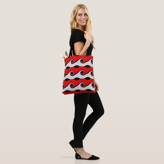 Rood en wit Abstracte wervelende golven Tote Bag (Op model)
