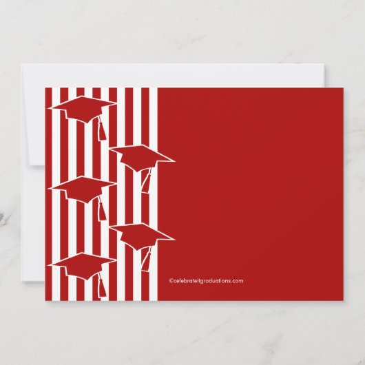 Rood en wit Afstudeerder Petten Afstuderen Uitnodi Kaart (Achterkant)