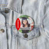 Rood en wit Afstuderen Foto Aangepaste Button (In situ)