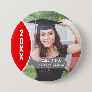 Rood en wit Afstuderen Foto Aangepaste Button