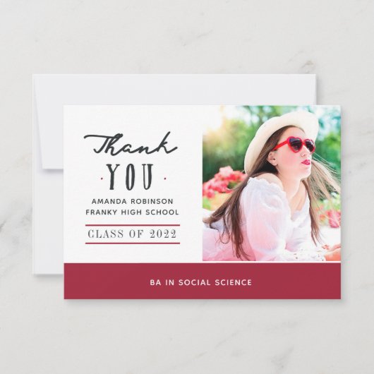 Rood en wit Afstuderen Foto bedankt (Voorkant)