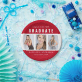 Rood en wit Afstuderen Foto Collage Aangepast Papieren Bordje (Feest)