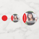 Rood en wit Afstuderen Foto gepersonaliseerd Confetti (Voorkanten)