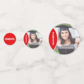 Rood en wit Afstuderen Foto gepersonaliseerd Confetti (Achterkanten)