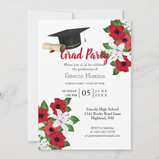 Rood en wit 🎓 Afstuderen Kaart (Voorkant)