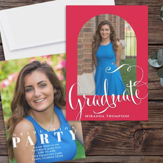 Rood en Wit Afstuderen Photo Arch Party Kaart