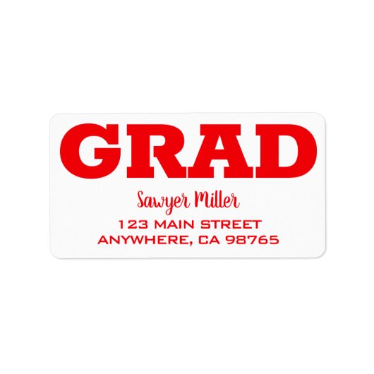 Rood en wit Afstuderen retouradres Etiket (Voorkant)