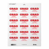 Rood en wit Afstuderen retouradres Etiket (Full Sheet)