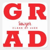 Rood en wit Afstuderen Vierkante Sticker (Voorkant)