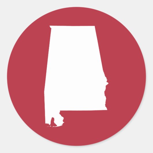 Rood en Wit Alabama Ronde Sticker (Voorkant)