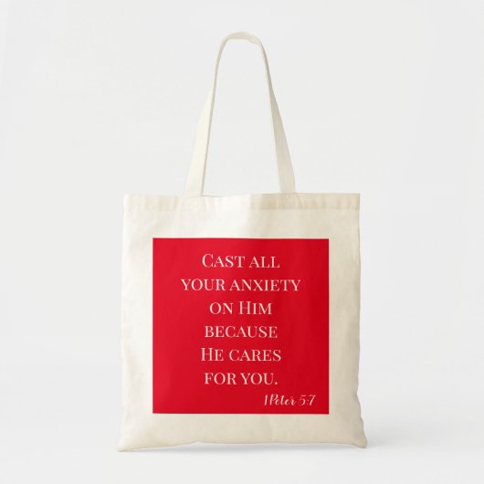 Rood en wit Alle zorg Tote Bag (Voorkant)
