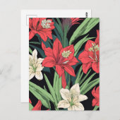 Rood en wit Amaryllis Floral Design Briefkaart (Voorkant / Achterkant)