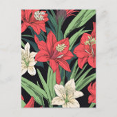 Rood en wit Amaryllis Floral Design Briefkaart (Voorkant)
