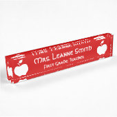 Rood en Wit Apple Teacher Naambordje