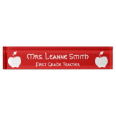 Rood en Wit Apple Teacher Naambordje (Voorkant)