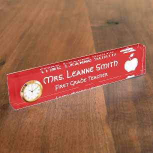 Rood en Wit Apple Teacher Naambordje