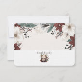 Rood en wit aquarel bloemenkerst bedankkaart (Achterkant)