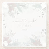 Rood en wit aquarel bloemenkerst glazen onderzetter (Achterkant)