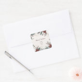 Rood en wit aquarel bloemenkerst vierkante sticker (Envelop)