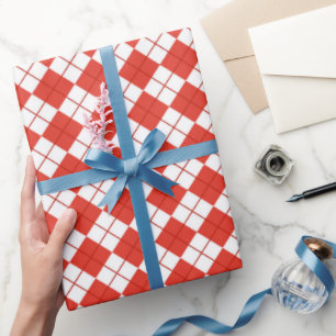 Rood en wit argyle cadeaupapier