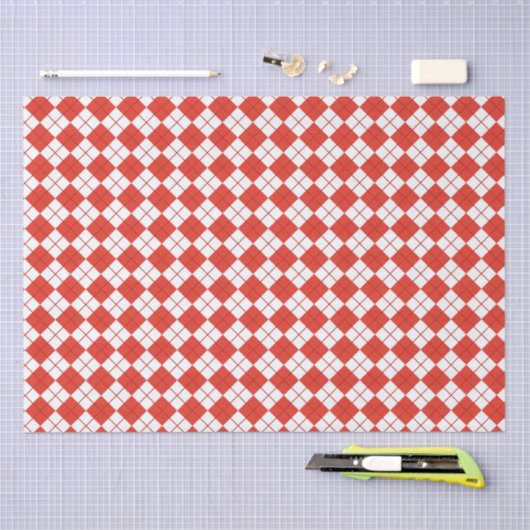 Rood en wit Argyle Tissuepapier (Craft)