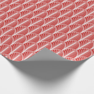 Rood en Wit  Art Deco Fan Pattern Cadeaupapier