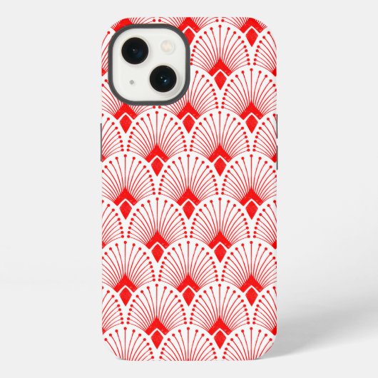 Rood en wit Art Deco patroon iPhone Hoesje (Achterkant)